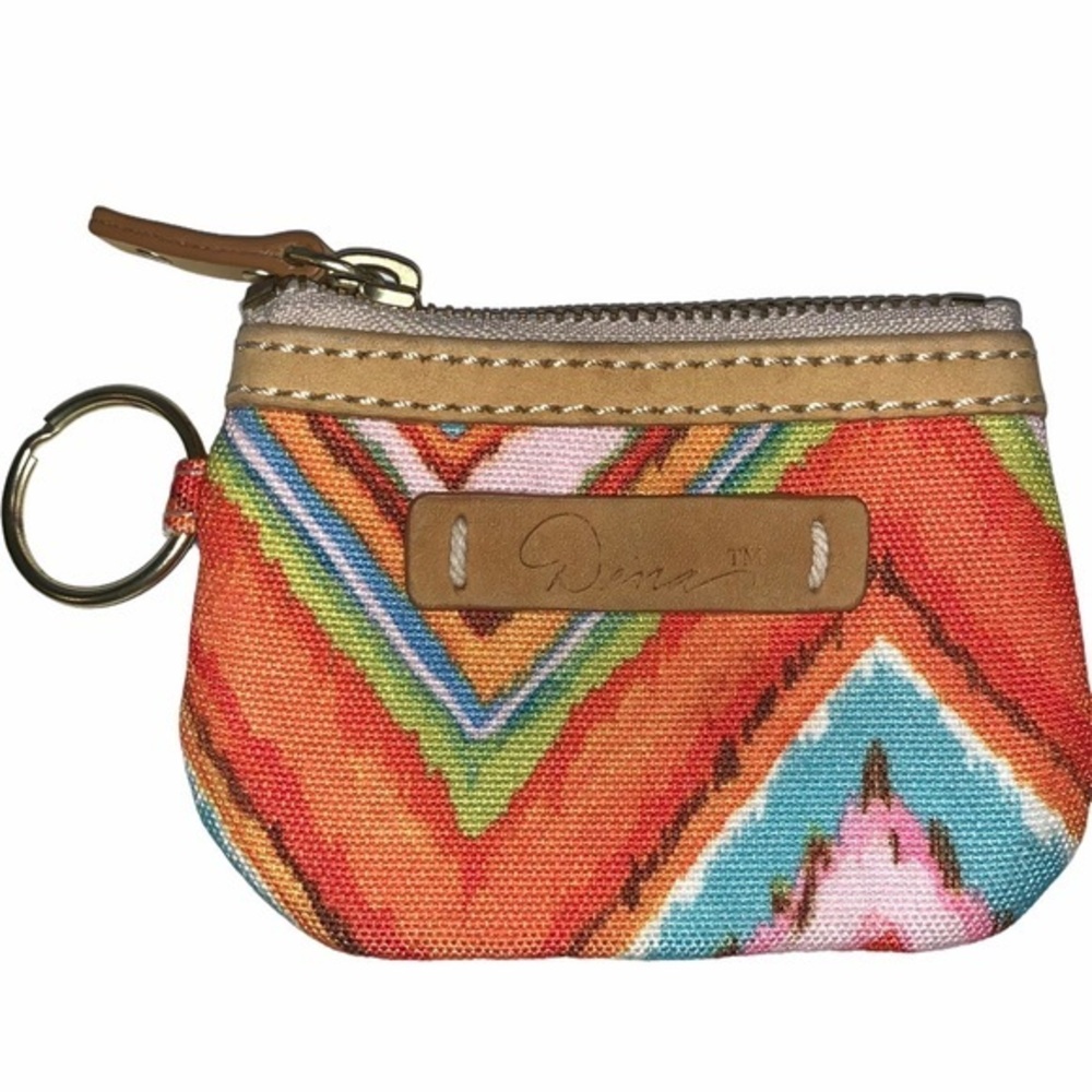 Dena orange w tan leather accents change purse